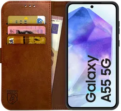 Rosso Element Samsung Galaxy A55 Hoesje Book Case Wallet Bruin afbeelding