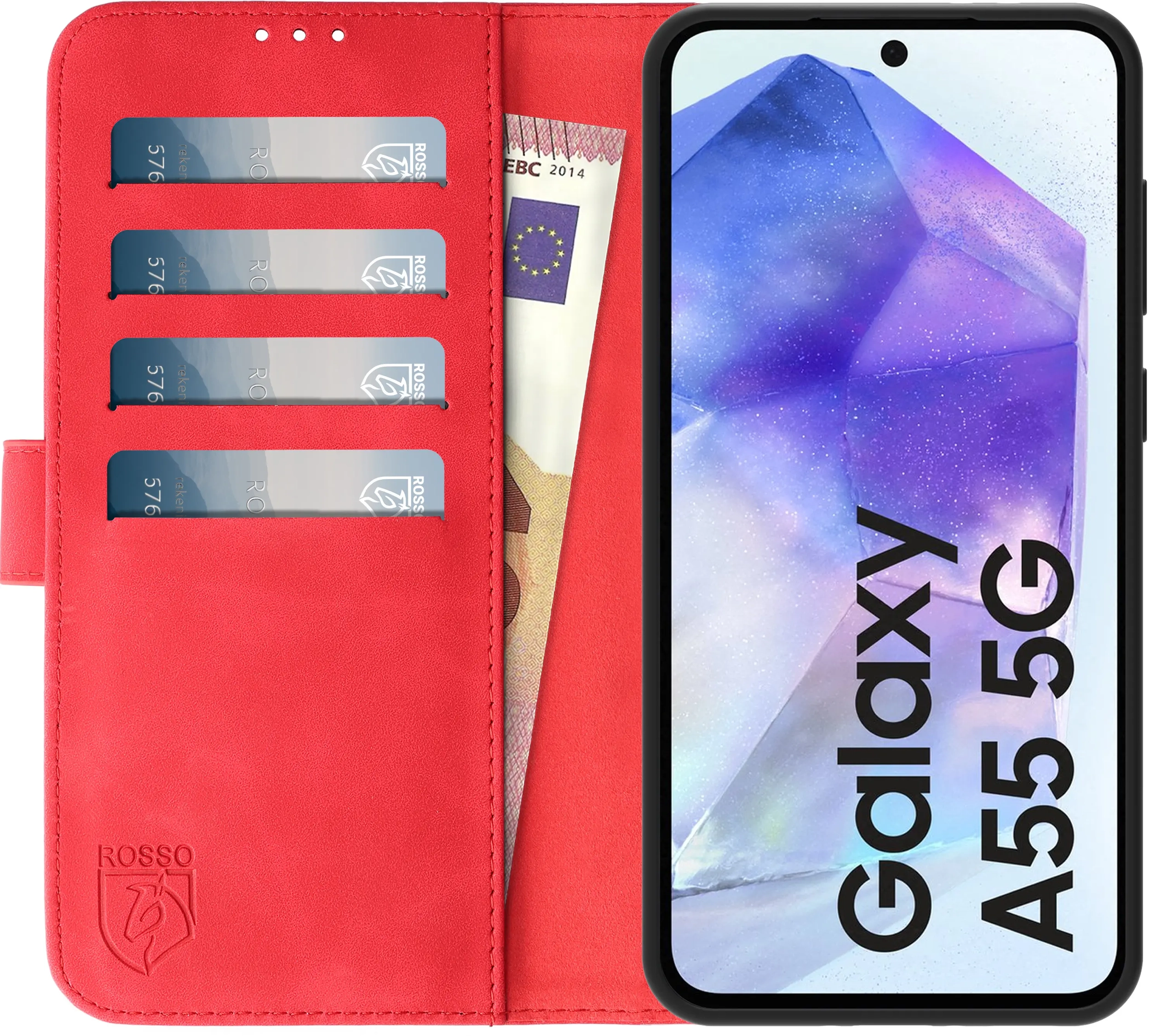 Rosso Element Samsung Galaxy A55 Hoesje Book Case Wallet Rood afbeelding 11