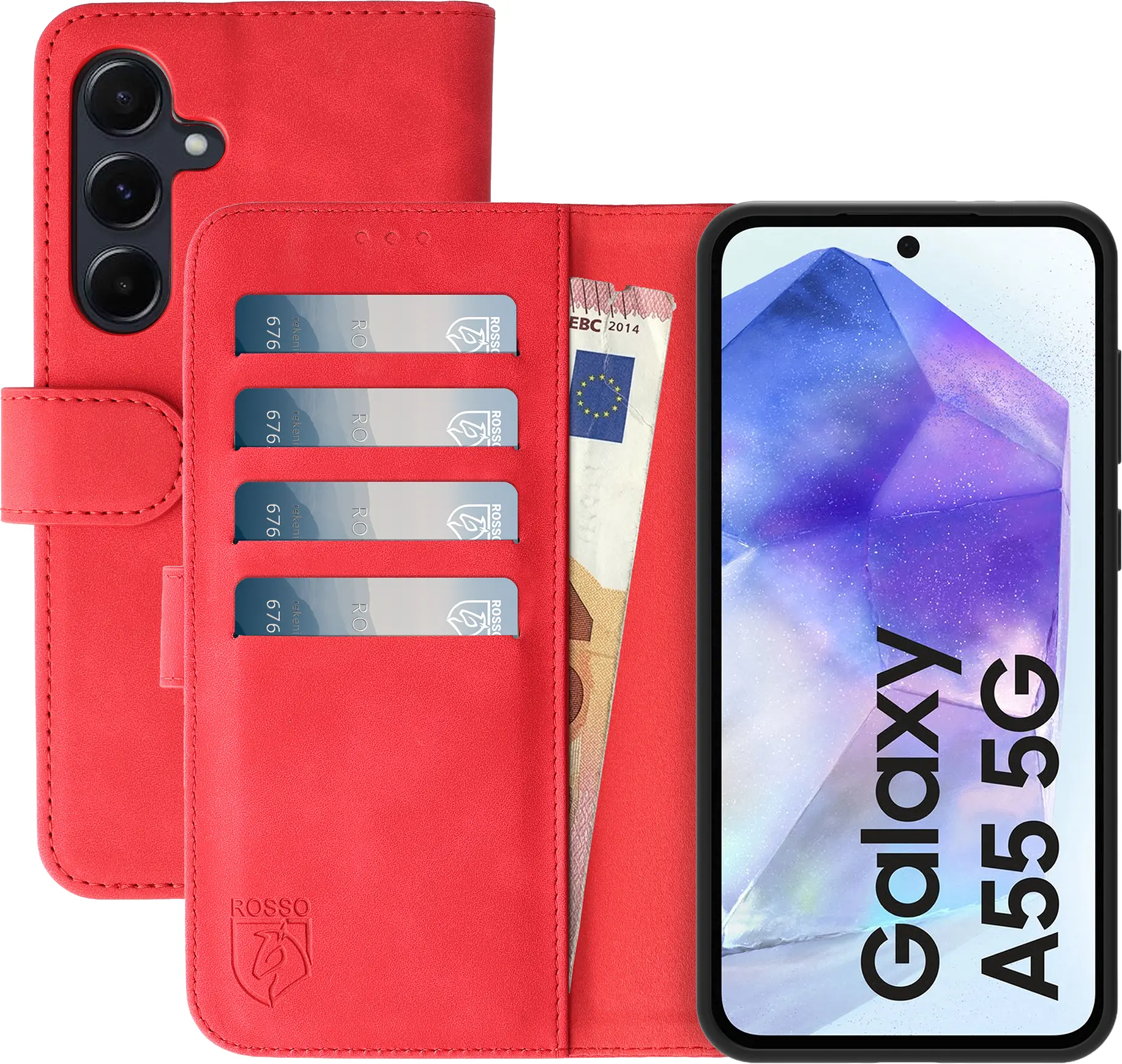 Rosso Element Samsung Galaxy A55 Hoesje Book Case Wallet Rood afbeelding 1