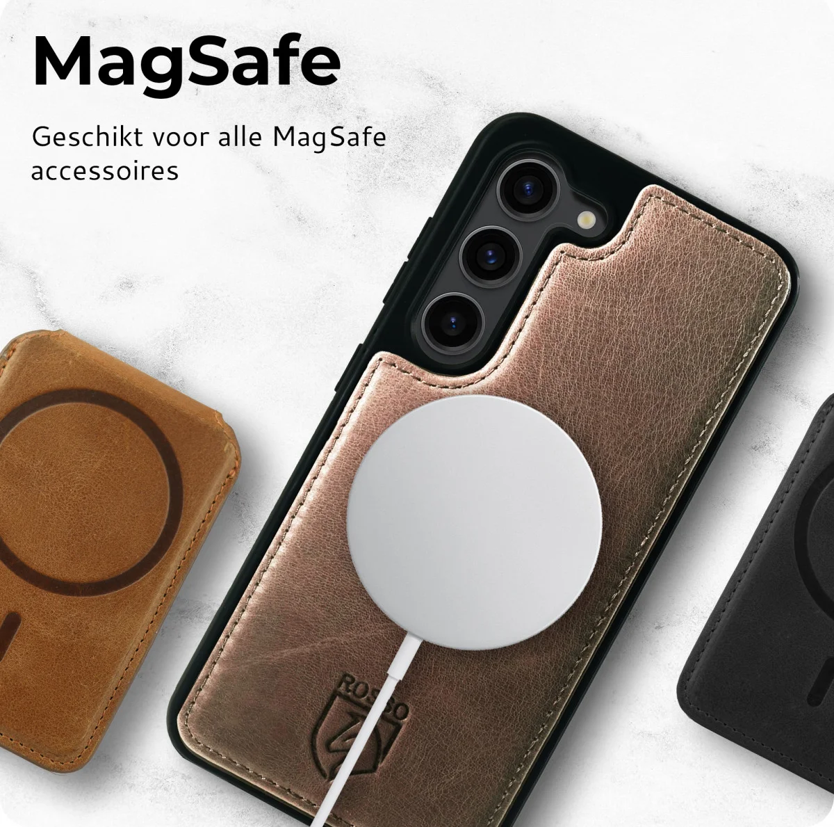 Rosso Elite Samsung S23 FE Hoesje MagSafe Book Case Leer Bruin afbeelding 5