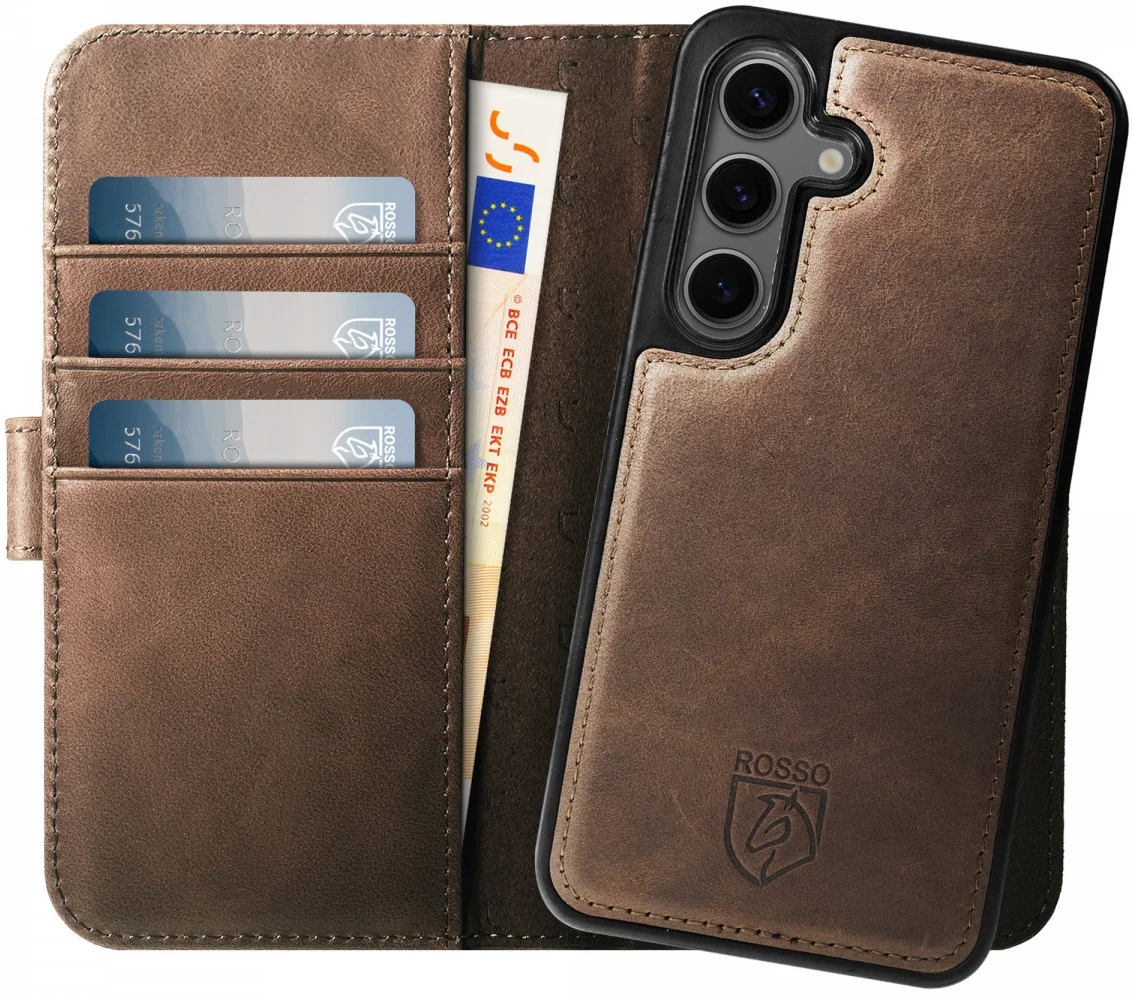 Rosso Elite Samsung S23 FE Hoesje MagSafe Book Case Leer Bruin afbeelding 1