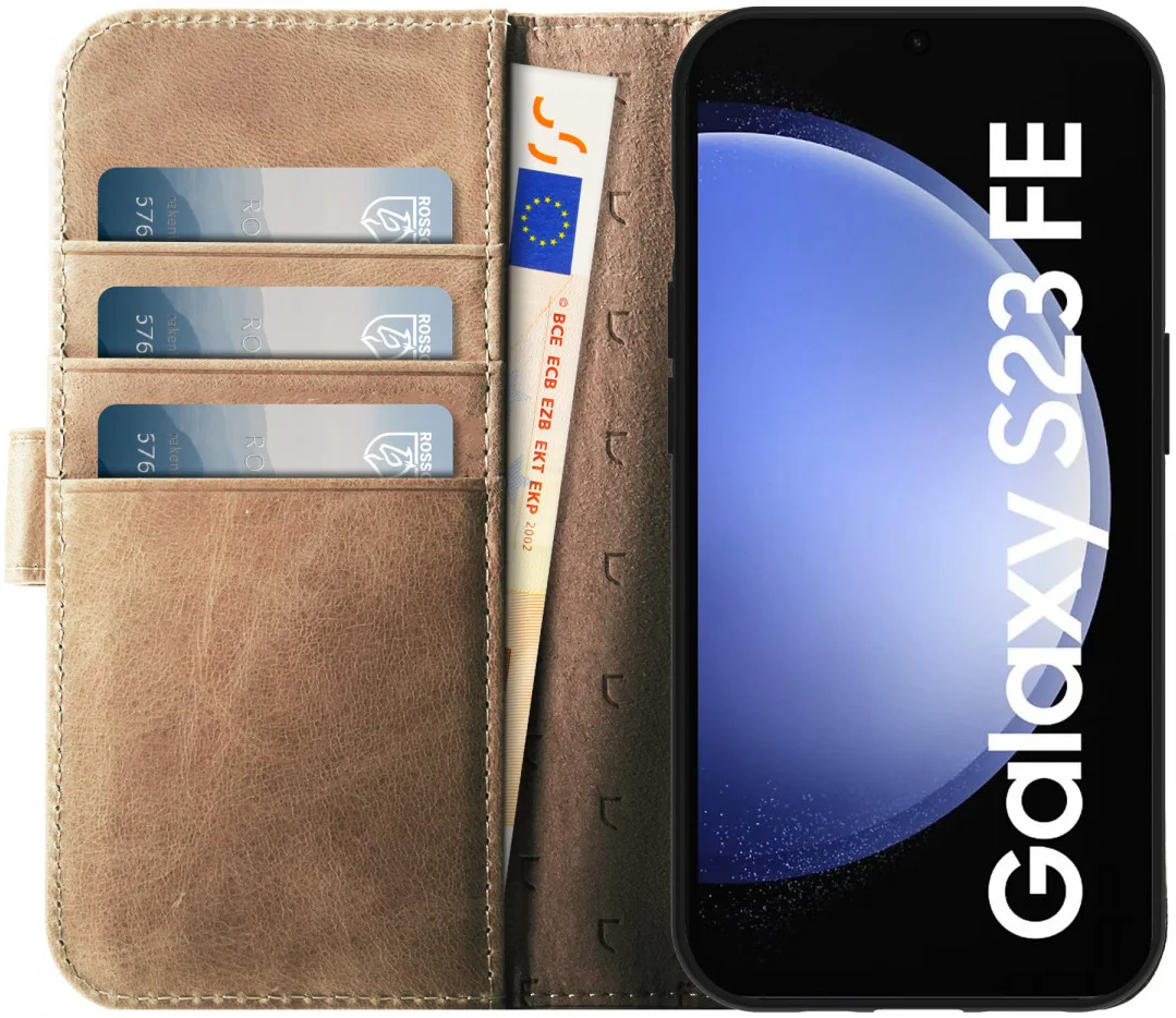 Rosso Elite Samsung S23 FE Hoesje MagSafe Book Case Leer Lichtbruin afbeelding 4
