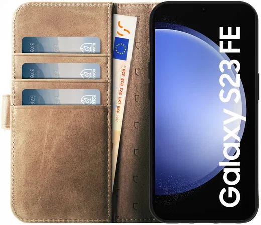 Rosso Elite Samsung S23 FE Hoesje MagSafe Book Case Leer Lichtbruin afbeelding 4