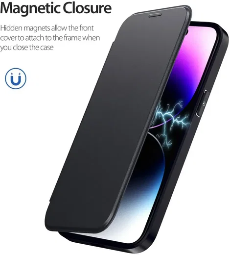 Apple iPhone 12 Pro Max Hoesje met MagSafe Book Case Zwart afbeelding 5