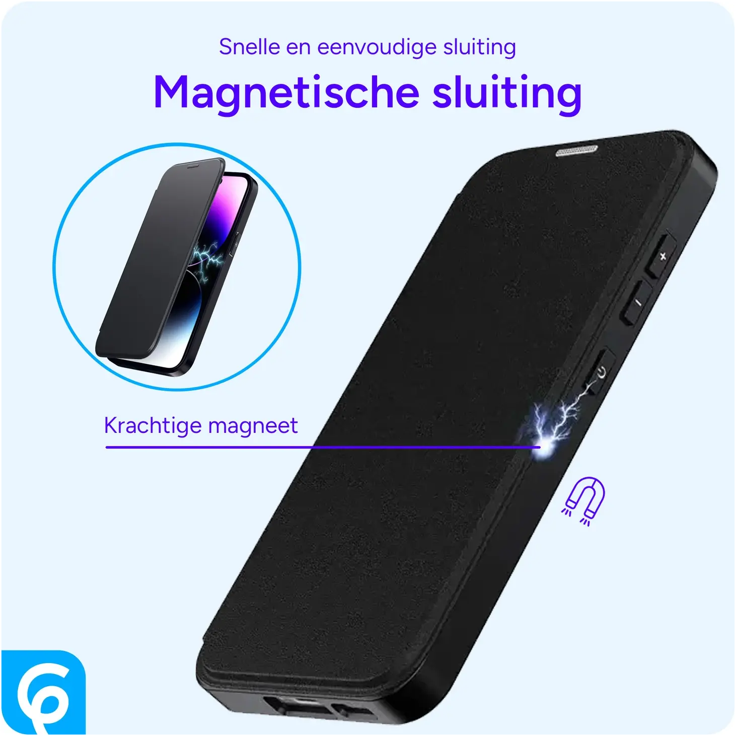 Apple iPhone 13 / 14 Hoesje met MagSafe / Qi2 Book Case Zwart afbeelding 4