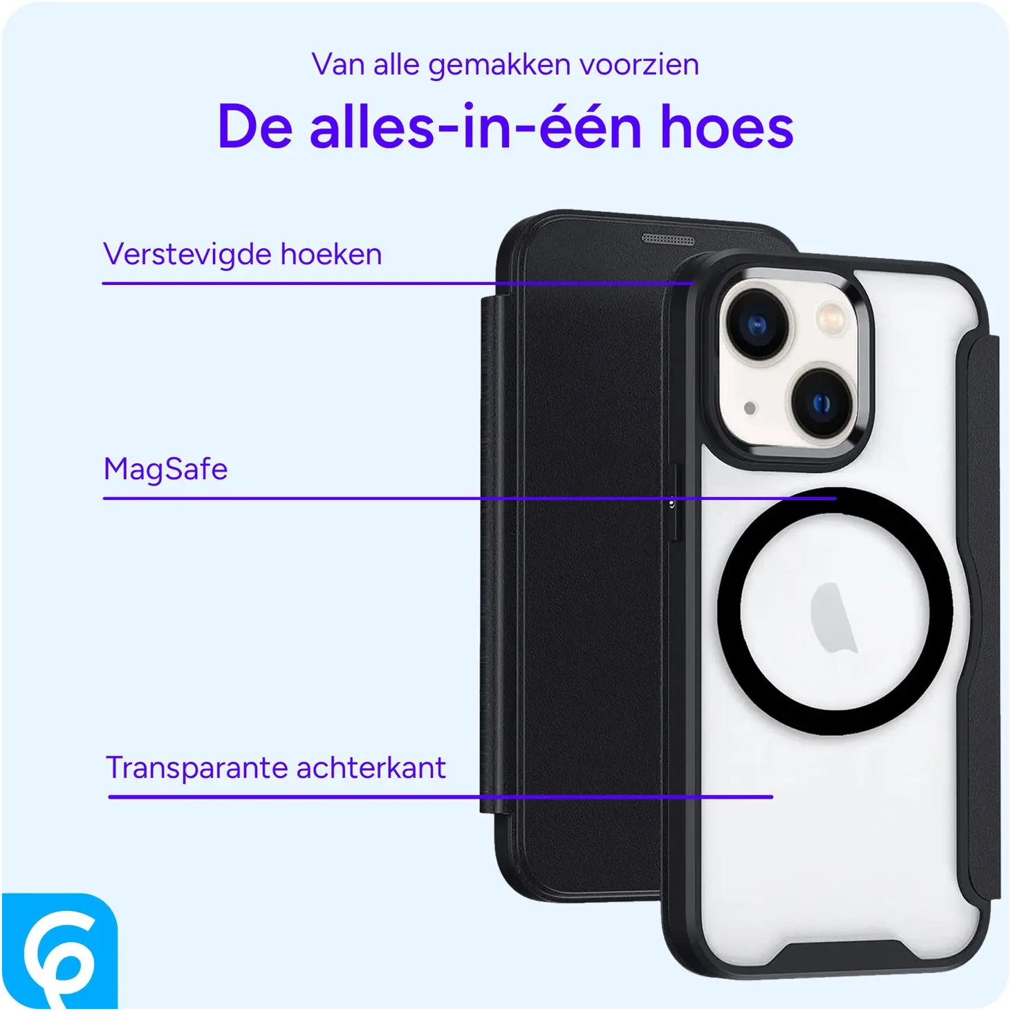 Apple iPhone 13 / 14 Hoesje met MagSafe / Qi2 Book Case Zwart afbeelding 2