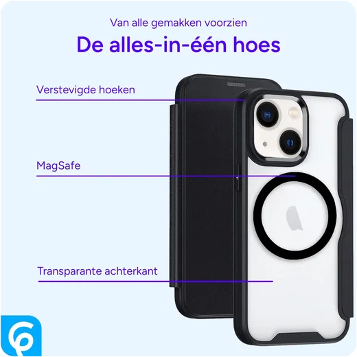 Apple iPhone 13 / 14 Hoesje met MagSafe / Qi2 Book Case Zwart afbeelding 2