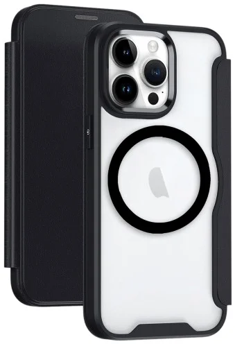 Apple iPhone 13 Pro Max Hoesje met MagSafe Book Case Zwart afbeelding 1