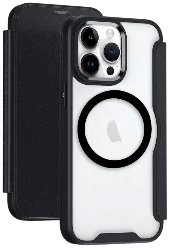 Apple iPhone 13 Pro Max Hoesje met MagSafe Book Case Zwart afbeelding 1