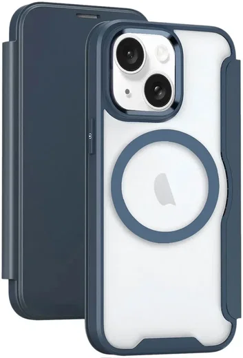 Apple iPhone 15 Hoesje met MagSafe Book Case Blauw afbeelding 1