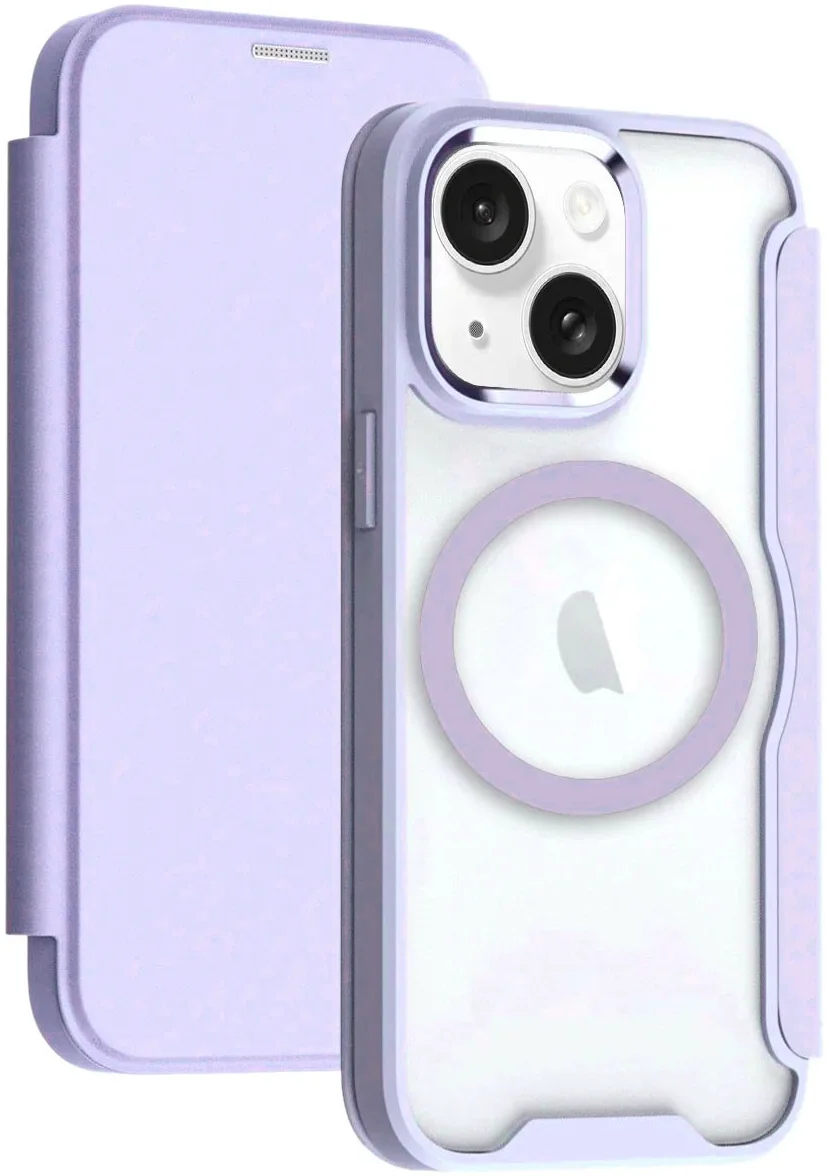 Apple iPhone 15 Hoesje met MagSafe Book Case Paars afbeelding 1