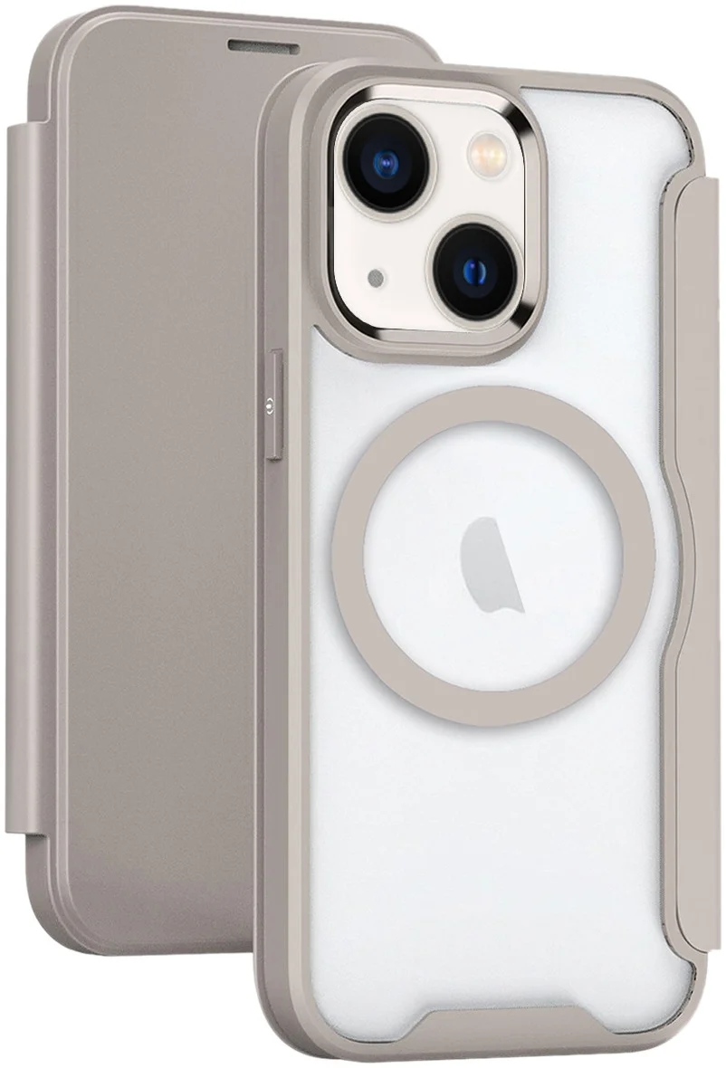 Apple iPhone 15 Hoesje met MagSafe Book Case Khaki afbeelding 1