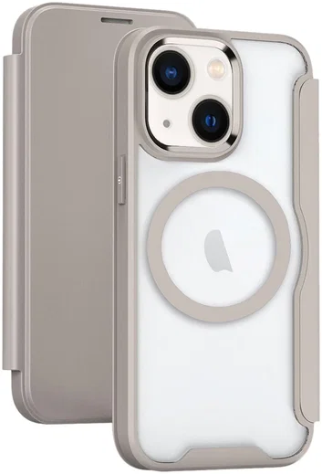 Apple iPhone 15 Hoesje met MagSafe Book Case Khaki afbeelding 1