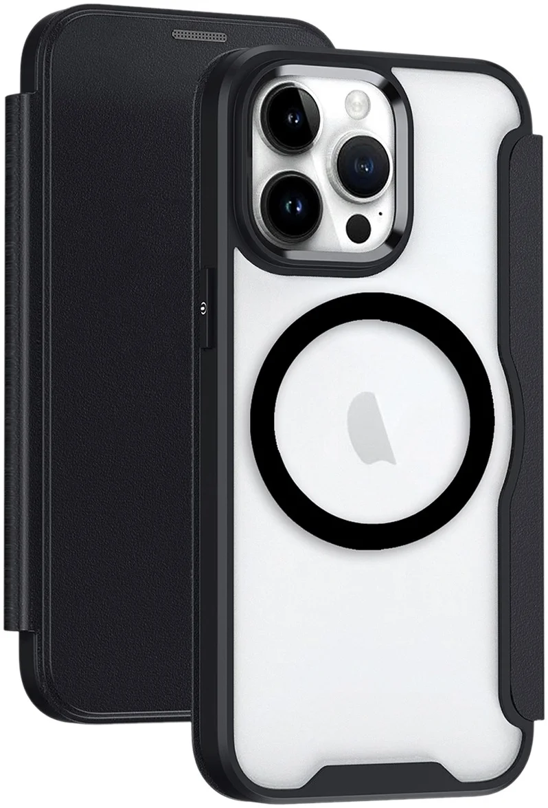 Apple iPhone 15 Pro Hoesje met MagSafe Book Case Zwart afbeelding 1