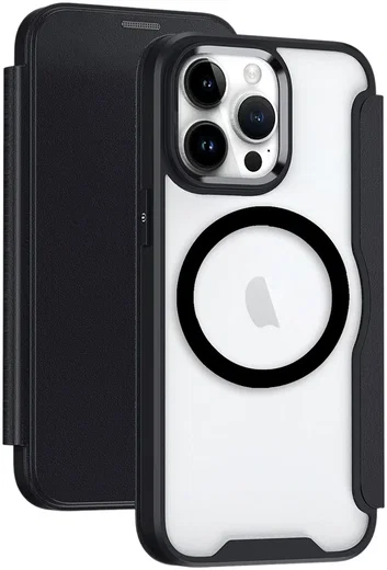 Apple iPhone 15 Pro Hoesje met MagSafe Book Case Zwart afbeelding 1