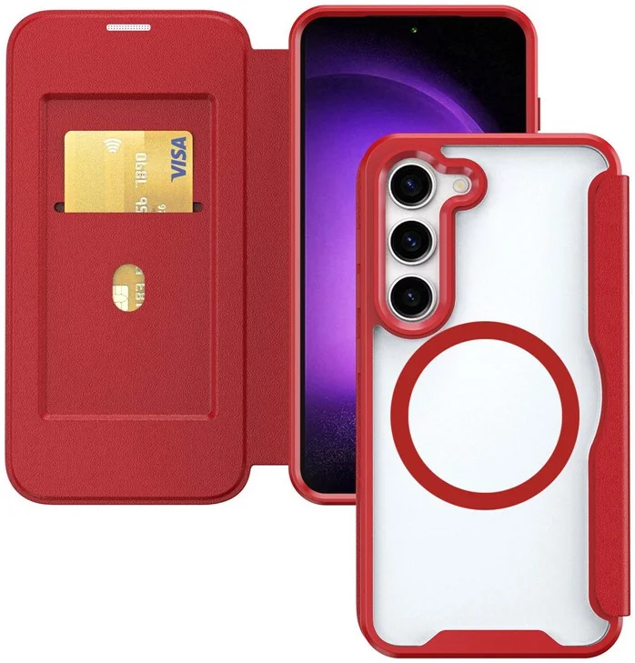 Samsung Galaxy S24 Hoesje met MagSafe Book Case Rood afbeelding 1