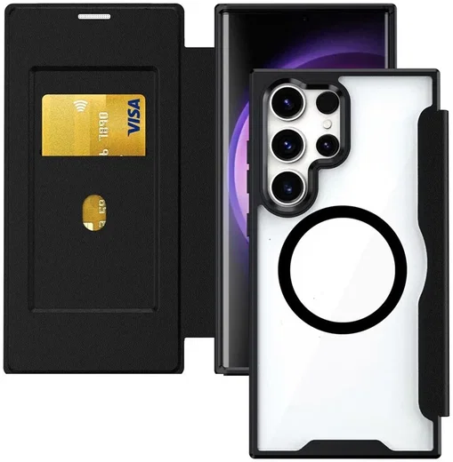 Samsung Galaxy S24 Ultra Hoesje met MagSafe Book Case Zwart afbeelding 1