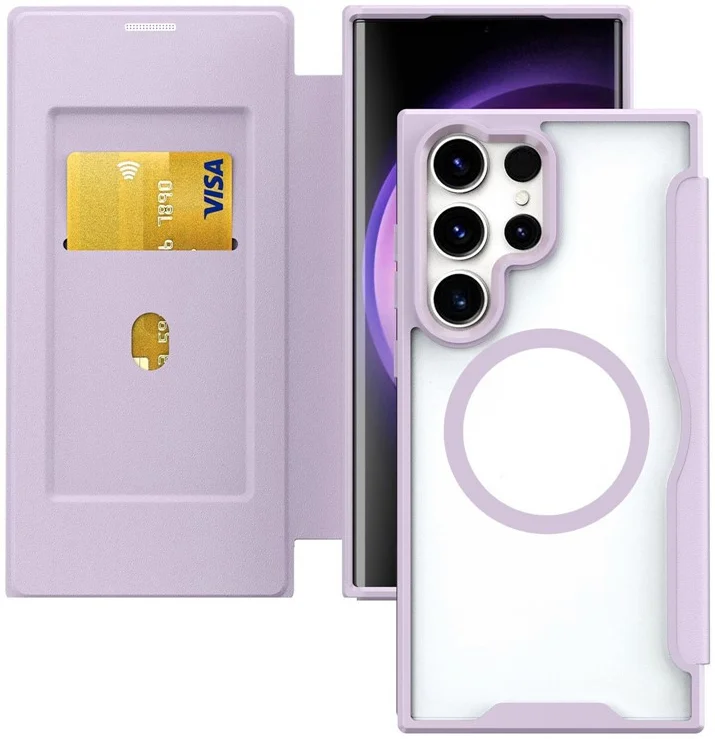 Samsung Galaxy S24 Ultra Hoesje met MagSafe Book Case Paars afbeelding 1