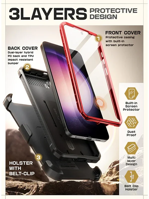 SUPCASE UB Pro Samsung Galaxy S24 Hoesje Full Protect Kickstand Rood afbeelding 4