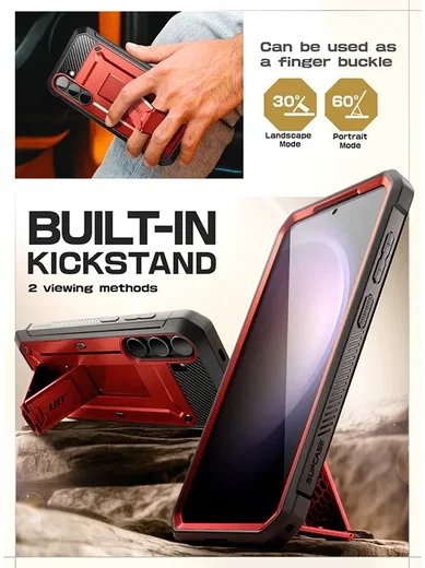 SUPCASE UB Pro Samsung Galaxy S24 Hoesje Full Protect Kickstand Rood afbeelding 5