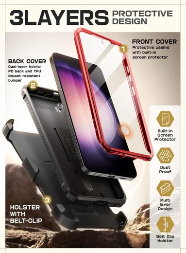SUPCASE UB Pro Samsung S24 Plus Hoesje Full Protect Kickstand Rood afbeelding 4