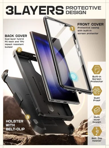 SUPCASE UB Pro Samsung S24 Ultra Hoesje Full Protect Kickstand Zwart afbeelding 5