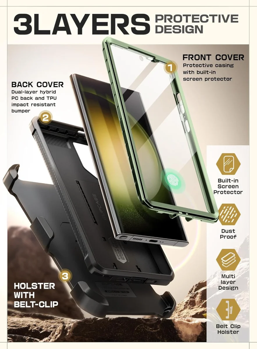 SUPCASE UB Pro Samsung S24 Ultra Hoesje Full Protect Kickstand Groen afbeelding 3