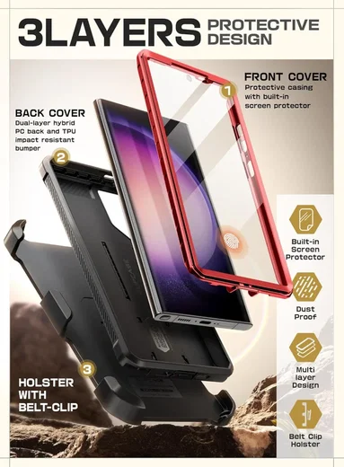 SUPCASE UB Pro Samsung S24 Ultra Hoesje Full Protect Kickstand Rood afbeelding 4
