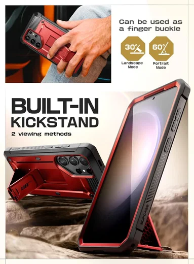 SUPCASE UB Pro Samsung S24 Ultra Hoesje Full Protect Kickstand Rood afbeelding 5