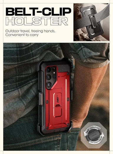 SUPCASE UB Pro Samsung S24 Ultra Hoesje Full Protect Kickstand Rood afbeelding 6