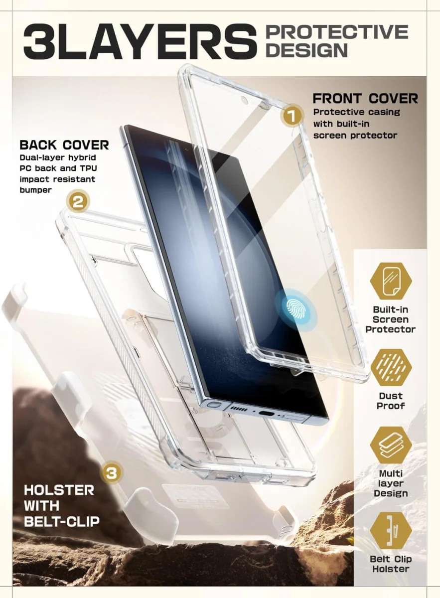 SUPCASE UB Pro Samsung S24 Ultra Hoesje Full Protect Kickstand Clear afbeelding 4