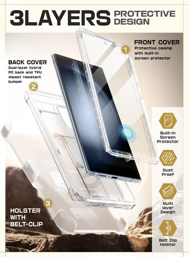 SUPCASE UB Pro Samsung S24 Ultra Hoesje Full Protect Kickstand Clear afbeelding 4