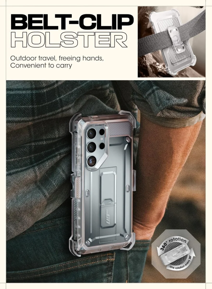 SUPCASE UB Pro Samsung S24 Ultra Hoesje Full Protect Kickstand Clear afbeelding 6
