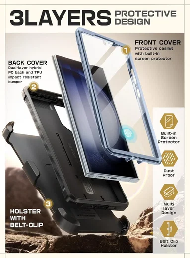 SUPCASE UB Pro Samsung S24 Ultra Hoesje Full Protect Kickstand Blauw afbeelding 4
