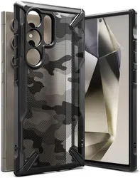 Ringke Fusion X Samsung Galaxy S24 Ultra Hoesje Back Cover Camo Zwart afbeelding