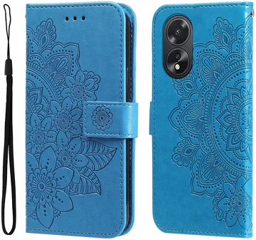 Oppo A18 / A38 Hoesje Mandala Bloemen Wallet Book Case Kunstleer Blauw