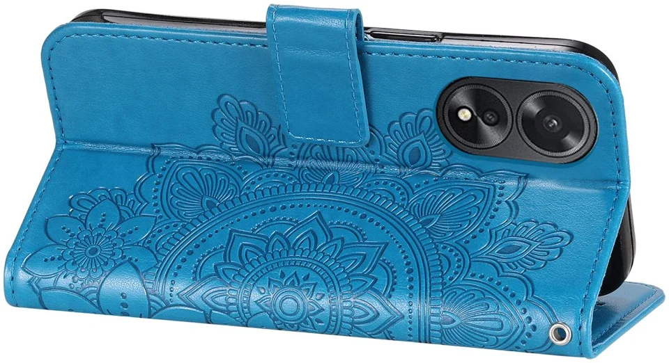 Oppo A18 / A38 Hoesje Mandala Bloemen Wallet Book Case Kunstleer Blauw afbeelding 10