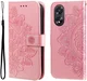 Oppo A18 / A38 Hoesje Mandala Bloemen Wallet Book Case Kunstleer Roze