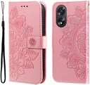 Oppo A18 / A38 Hoesje Mandala Bloemen Wallet Book Case Kunstleer Roze