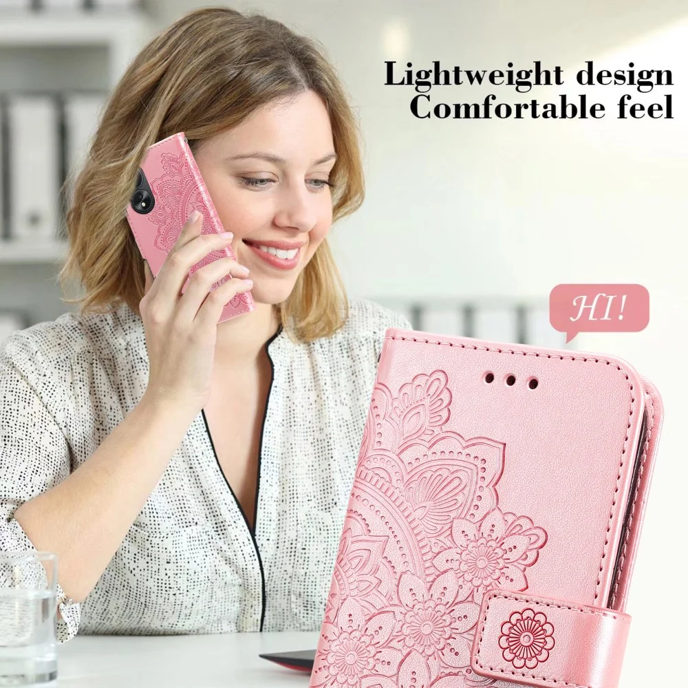Oppo A18 / A38 Hoesje Mandala Bloemen Wallet Book Case Kunstleer Roze afbeelding 10