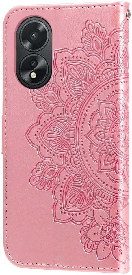 Oppo A18 / A38 Hoesje Mandala Bloemen Wallet Book Case Kunstleer Roze afbeelding 5