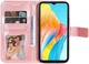 Oppo A18 / A38 Hoesje Mandala Bloemen Wallet Book Case Kunstleer Roze afbeelding 2