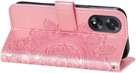 Oppo A18 / A38 Hoesje Mandala Bloemen Wallet Book Case Kunstleer Roze afbeelding 6