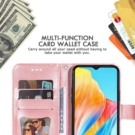 Oppo A18 / A38 Hoesje Mandala Bloemen Wallet Book Case Kunstleer Roze afbeelding 9