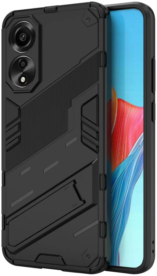 Oppo A78 4G Hoesje Shockproof Kickstand Back Cover Zwart afbeelding 1
