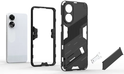 Oppo A78 4G Hoesje Shockproof Kickstand Back Cover Zwart afbeelding 3
