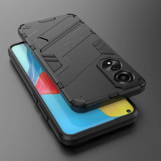 Oppo A78 4G Hoesje Shockproof Kickstand Back Cover Zwart afbeelding 4
