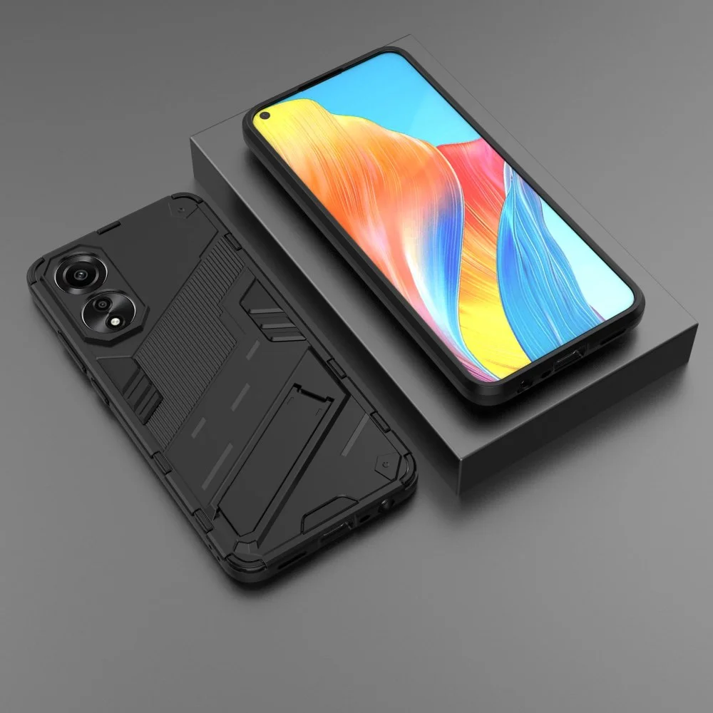 Oppo A78 4G Hoesje Shockproof Kickstand Back Cover Zwart afbeelding 5