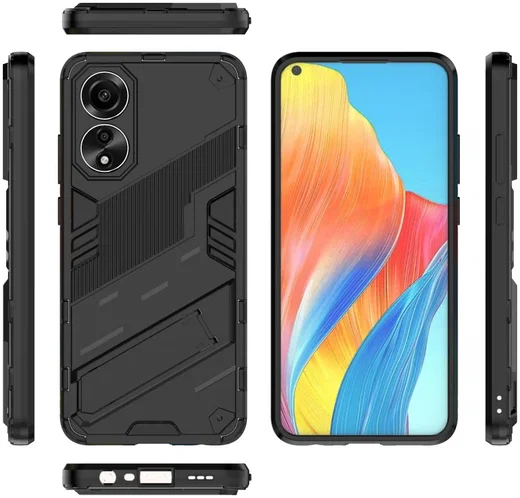 Oppo A78 4G Hoesje Shockproof Kickstand Back Cover Zwart afbeelding 6