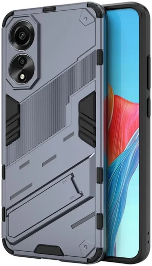 Oppo A78 4G Hoesje Shockproof Kickstand Back Cover Donker Blauw afbeelding 1